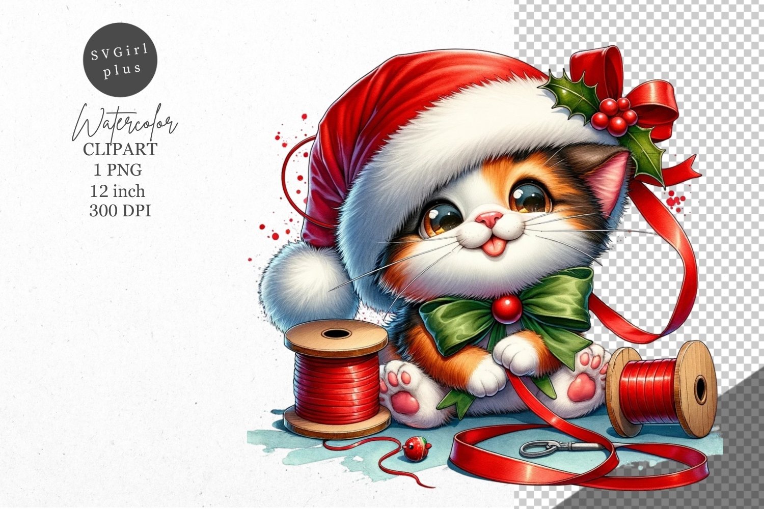 Christmas clipart| Kitten clipart |Christmas sublimation, image size:1500x1000