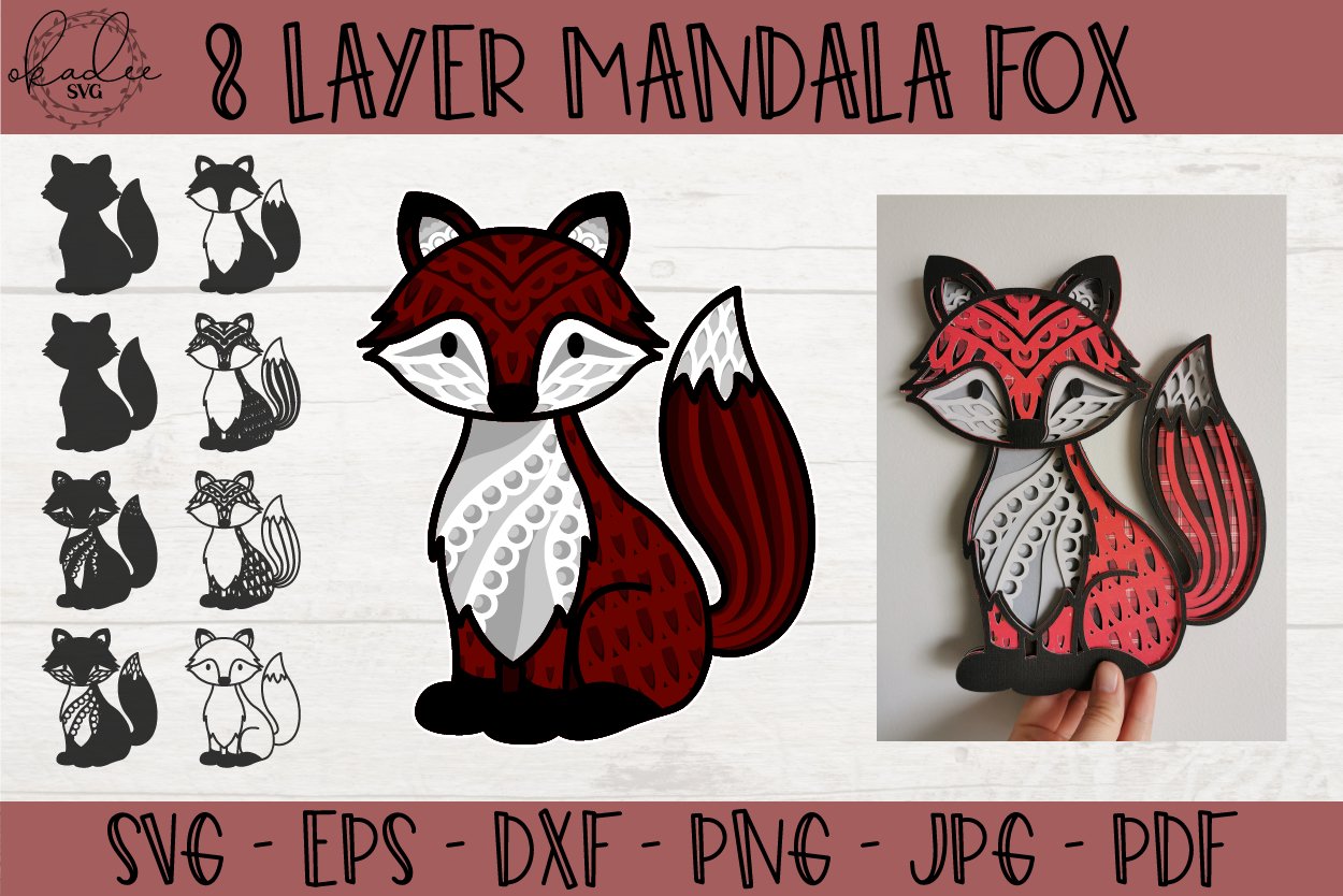 3D Mandala Fox SVG, Layered Mandala SVG, Forest SVG, Fox ...