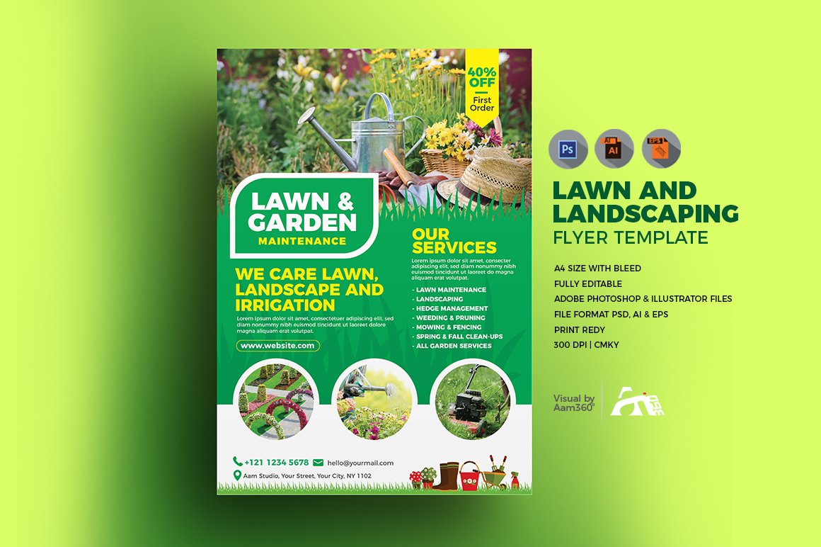 Lawn and Landscaping Flyer (23)  Flyers  Design Bundles In Lawn Care Flyers Templates Free