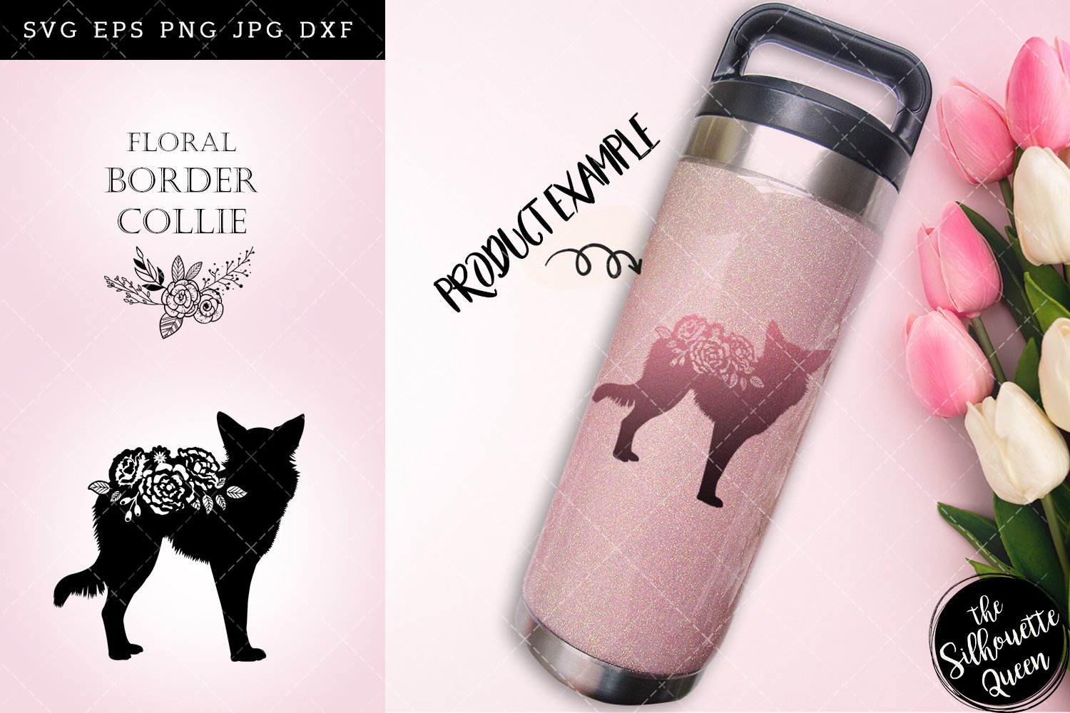 Download Floral Border Collie Dog svg file for cricut, for ...