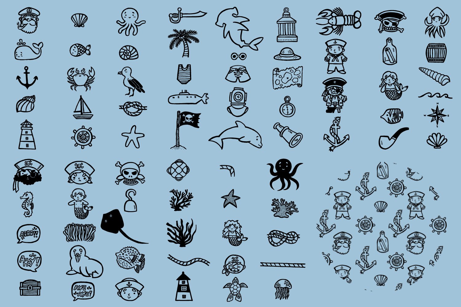 Fun & Cute Hand Drawn Vector Pack +Patterns example image 5