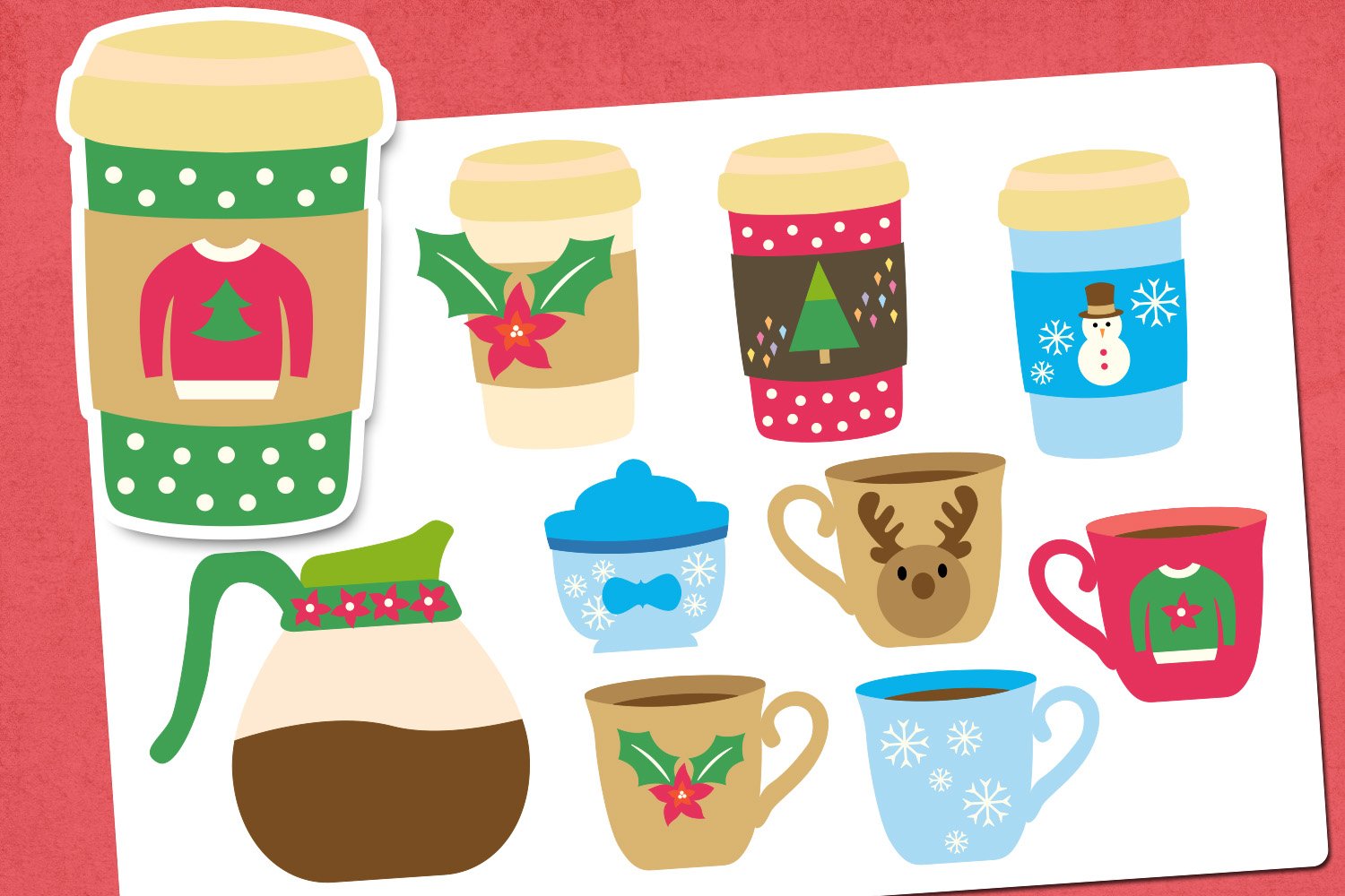 Christmas coffee illustrations