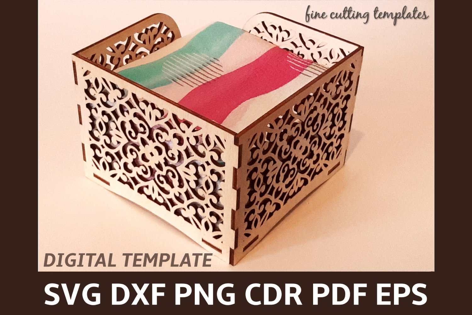 Laser cut file Napkin holder template, cube, vector file. (560967
