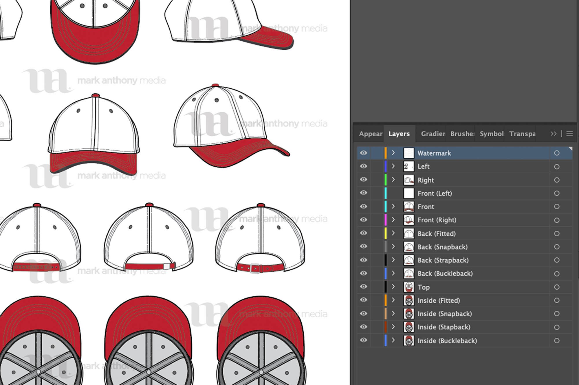 Curved Brim Hats Vector Template Mockup (1001650) Clothing Design