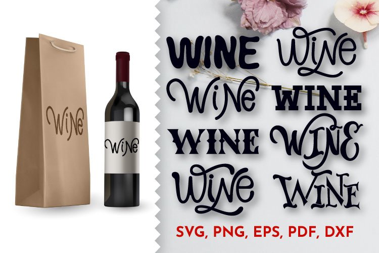 Bundle of words WINE. Lettering. SVG, PNG. (865587) Hand Lettered