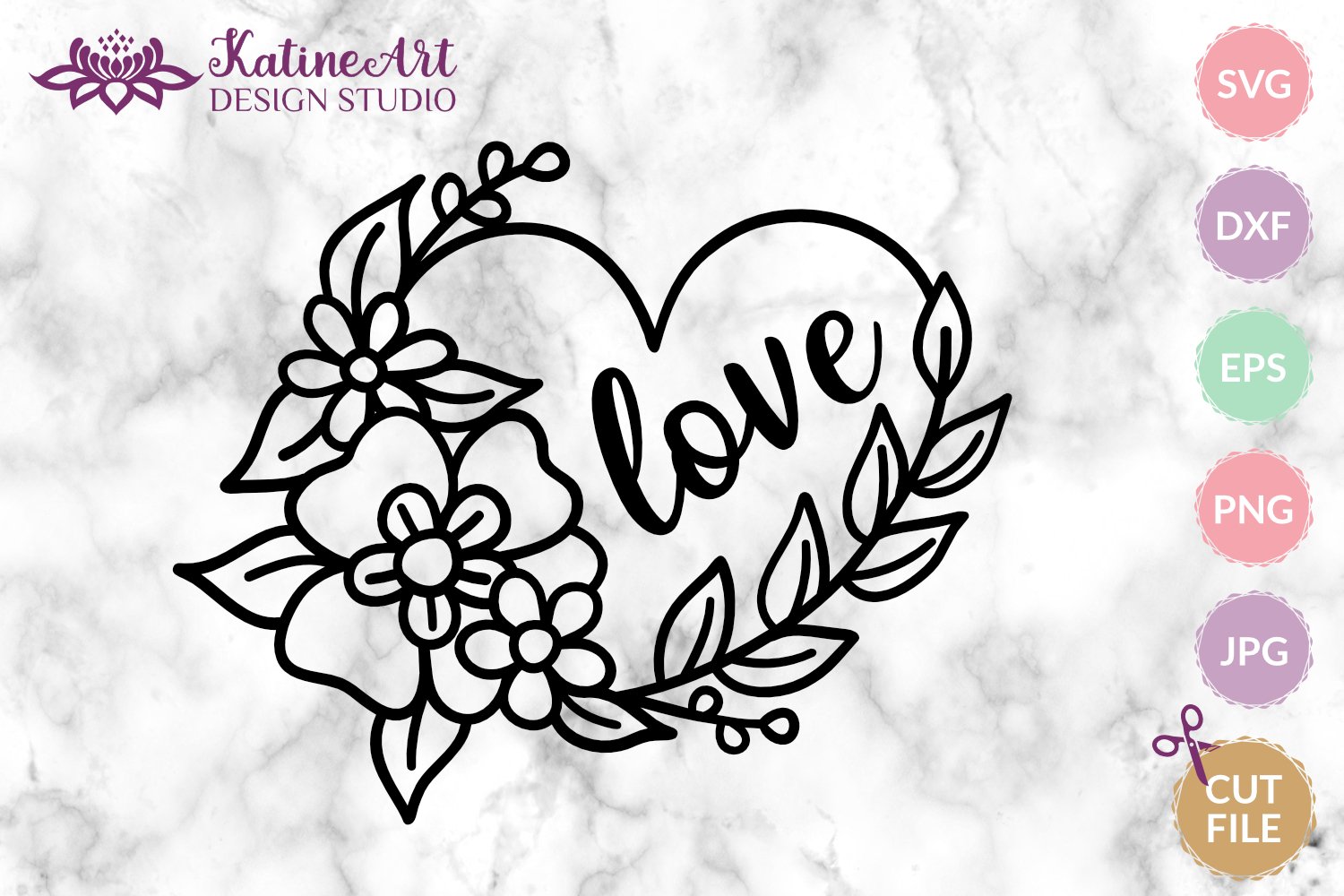 Heart Flourish Cutting File Leaves Mug Svg Cute Heart Clipart Heart ...