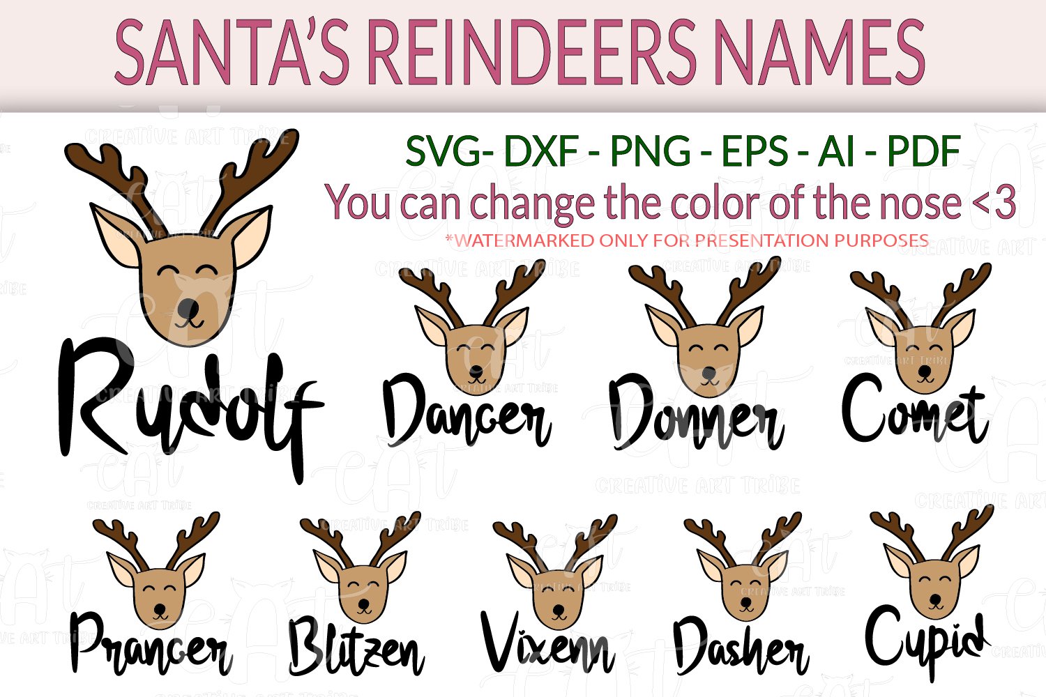 Reindeer Names SVG Bundle Christmas Reindeers Cut Files 992974 