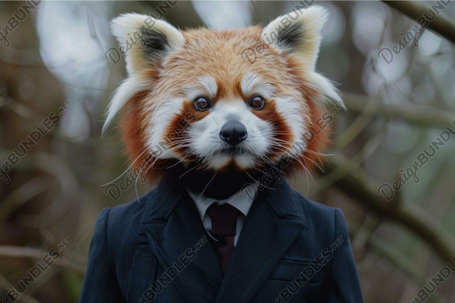 Business red panda in suit with tie
