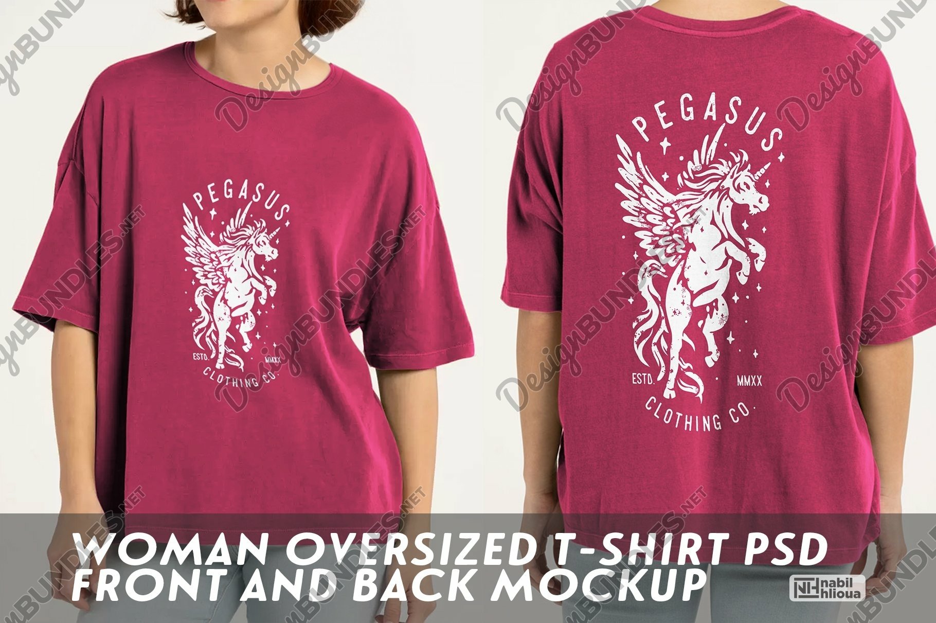 premium women oversize shirt PSD Mockup back and front