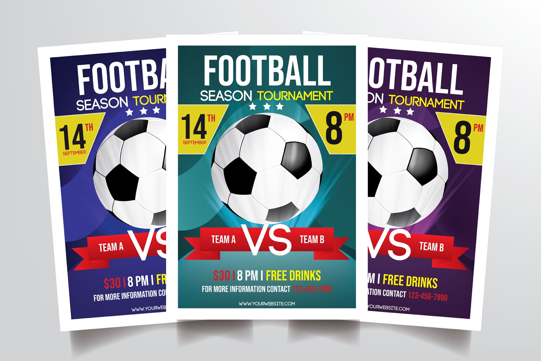 Football Tournament Flyer Template (370364) Flyers Design Bundles