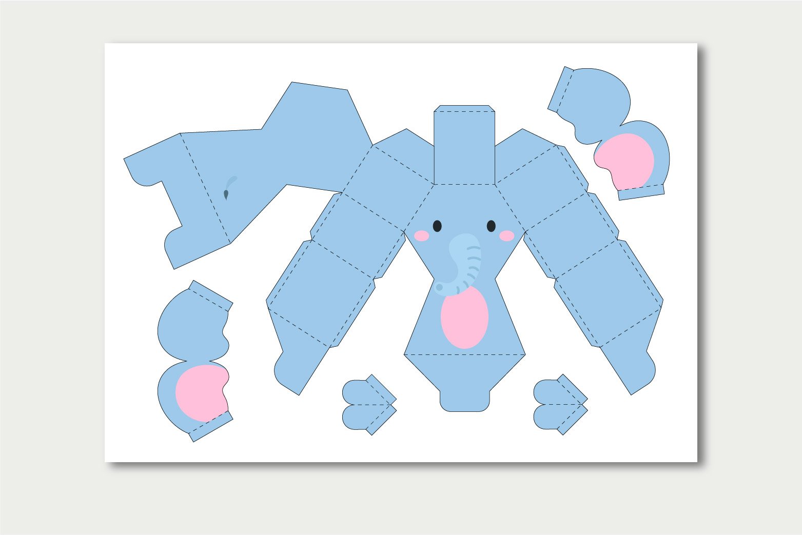 DIY Paper Elephant Box Template SVG
