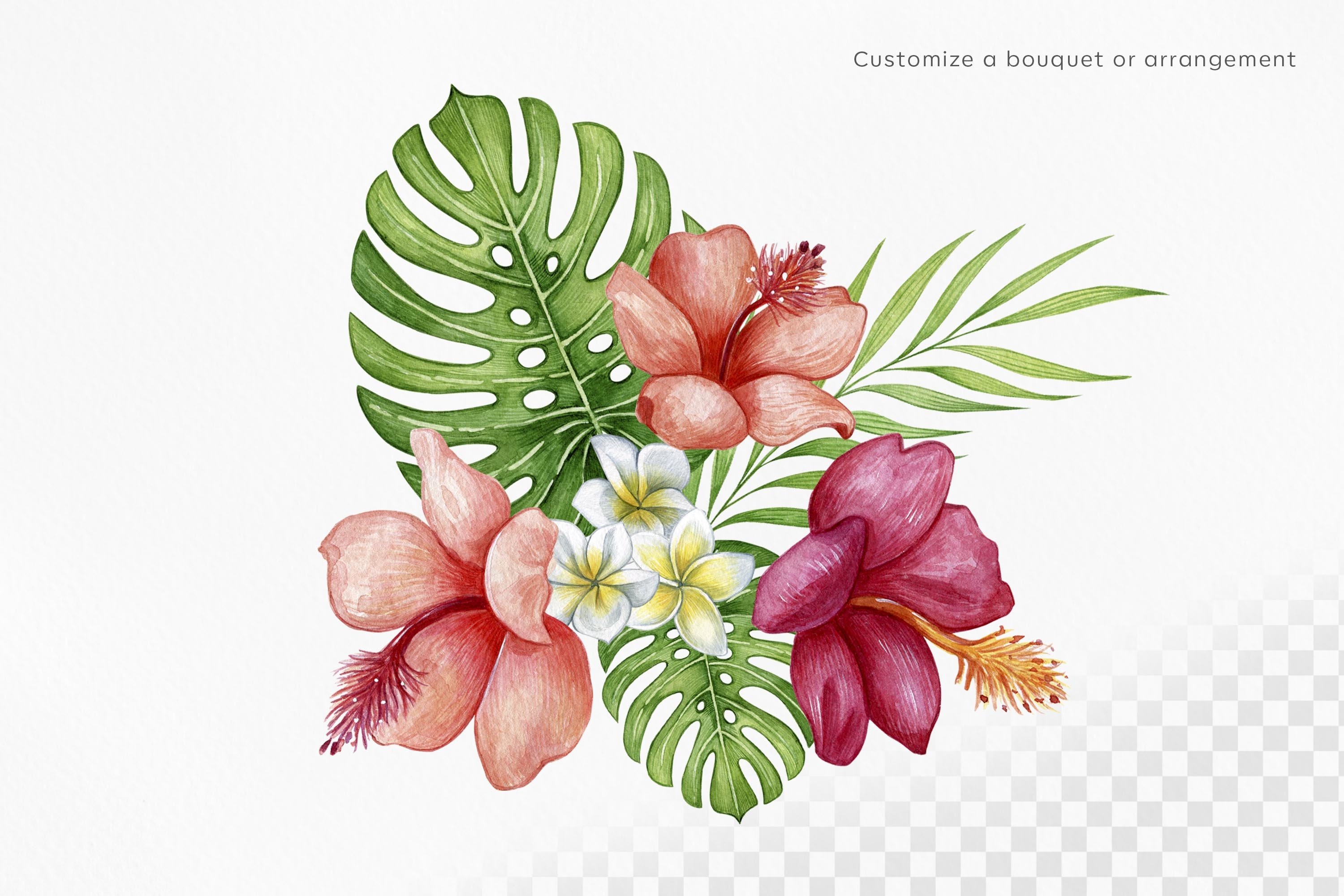 Bouquet generator or arrangement. Tropical flora set (534767