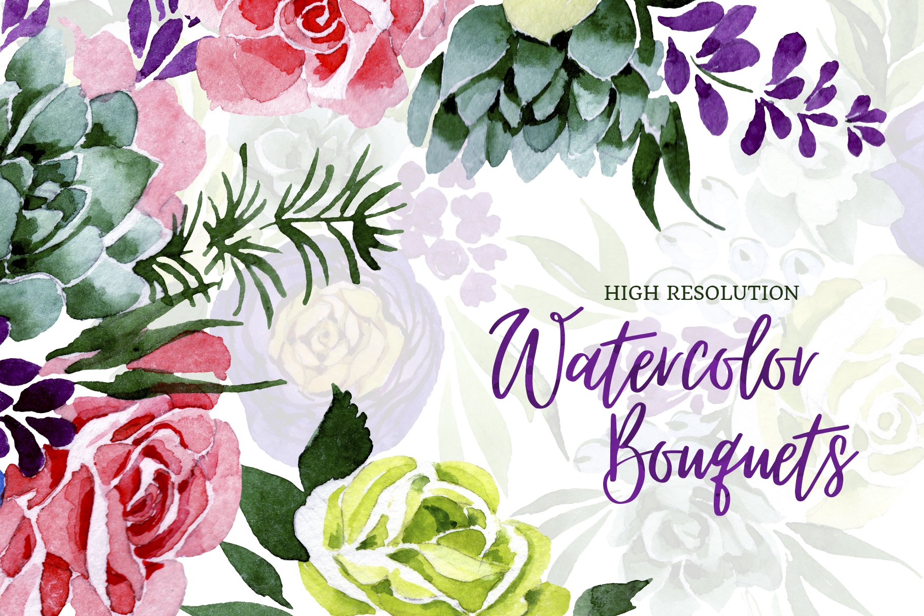 Bouquet of flowers Wedding watercolor png (376371) | Illustrations | Design Bundles