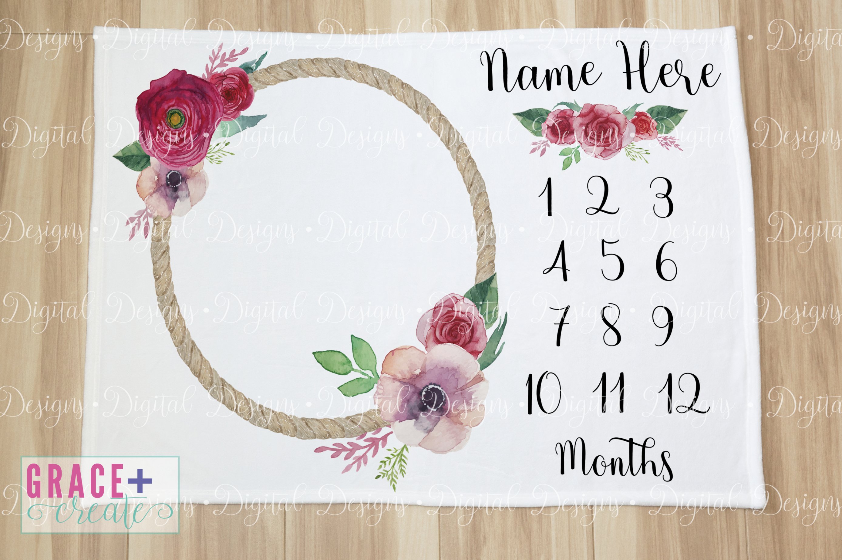 Baby Milestone Blanket Sublimation Template Rustic Chic (1162173) Illustrations Design Bundles