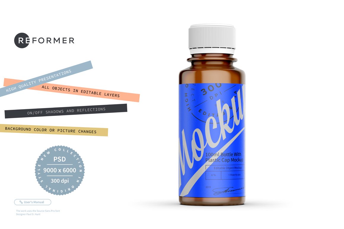 Download 100ml Bottle With Plastic Cap Mockup 929551 Products Design Bundles