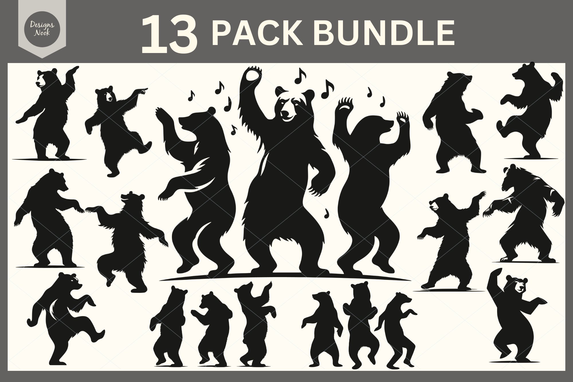 Silhouette Of a Dancing Bear, Dancing Bear SVG Bundle, Funny, image size:2000x1333
