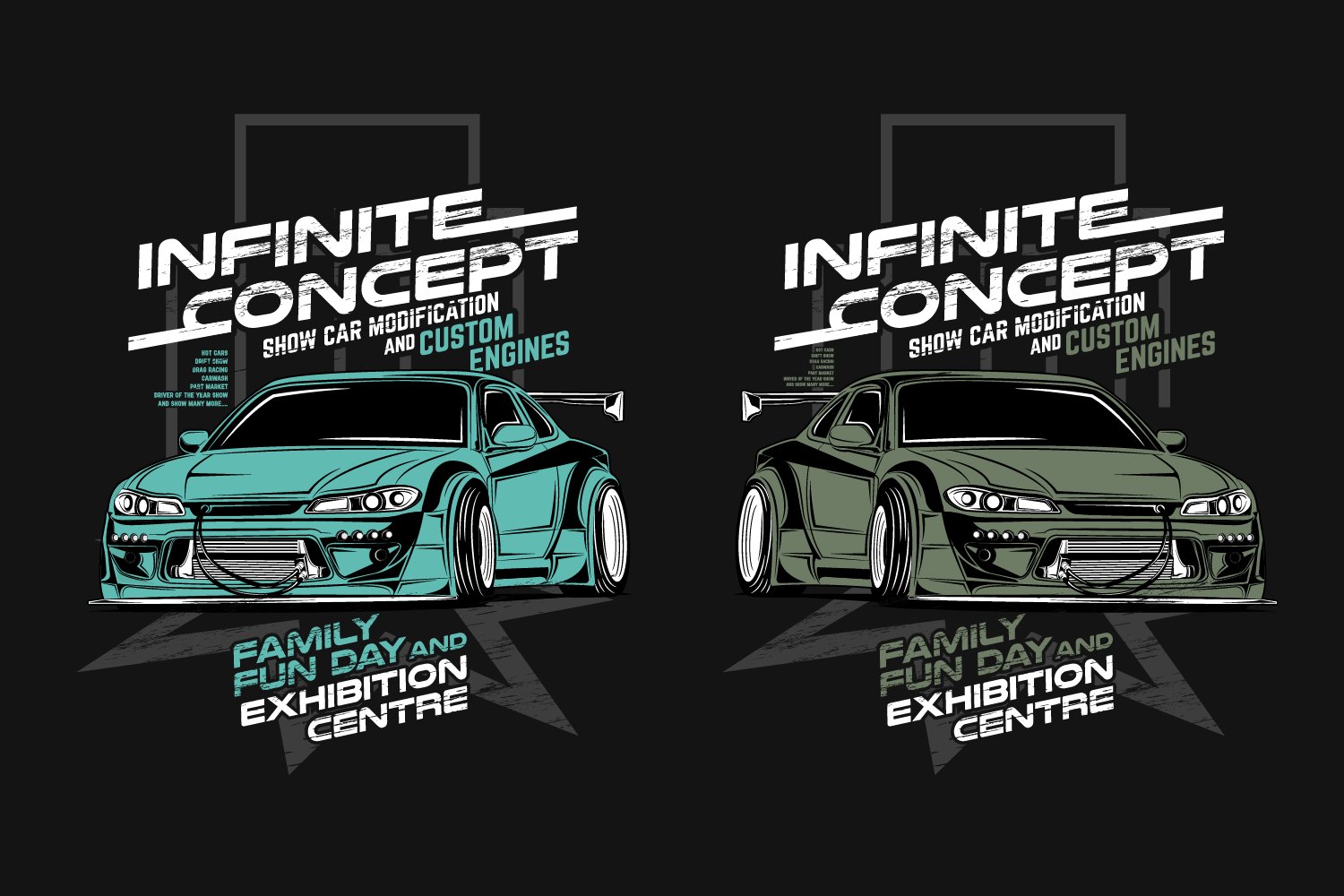 show car modification, t-shirt design vector illustration