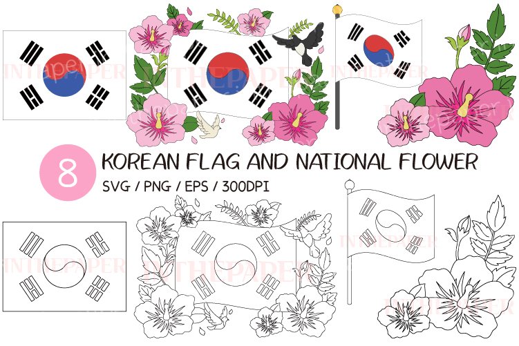 Korean flag and national flower SVG Taegeukgi png mugunghwa