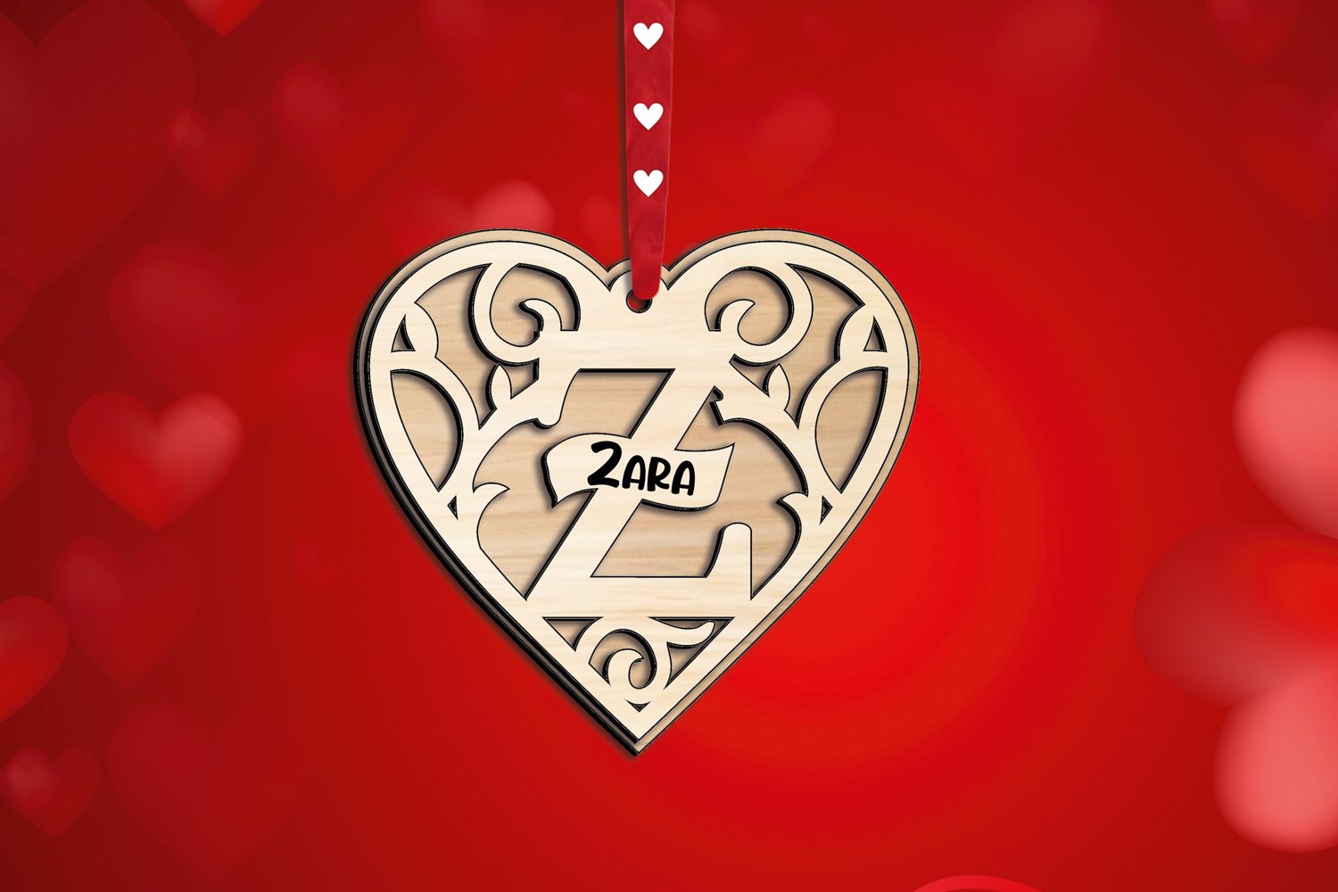 Love Letter Z Valentine Day Monogram Gift Romantic SVG Laser