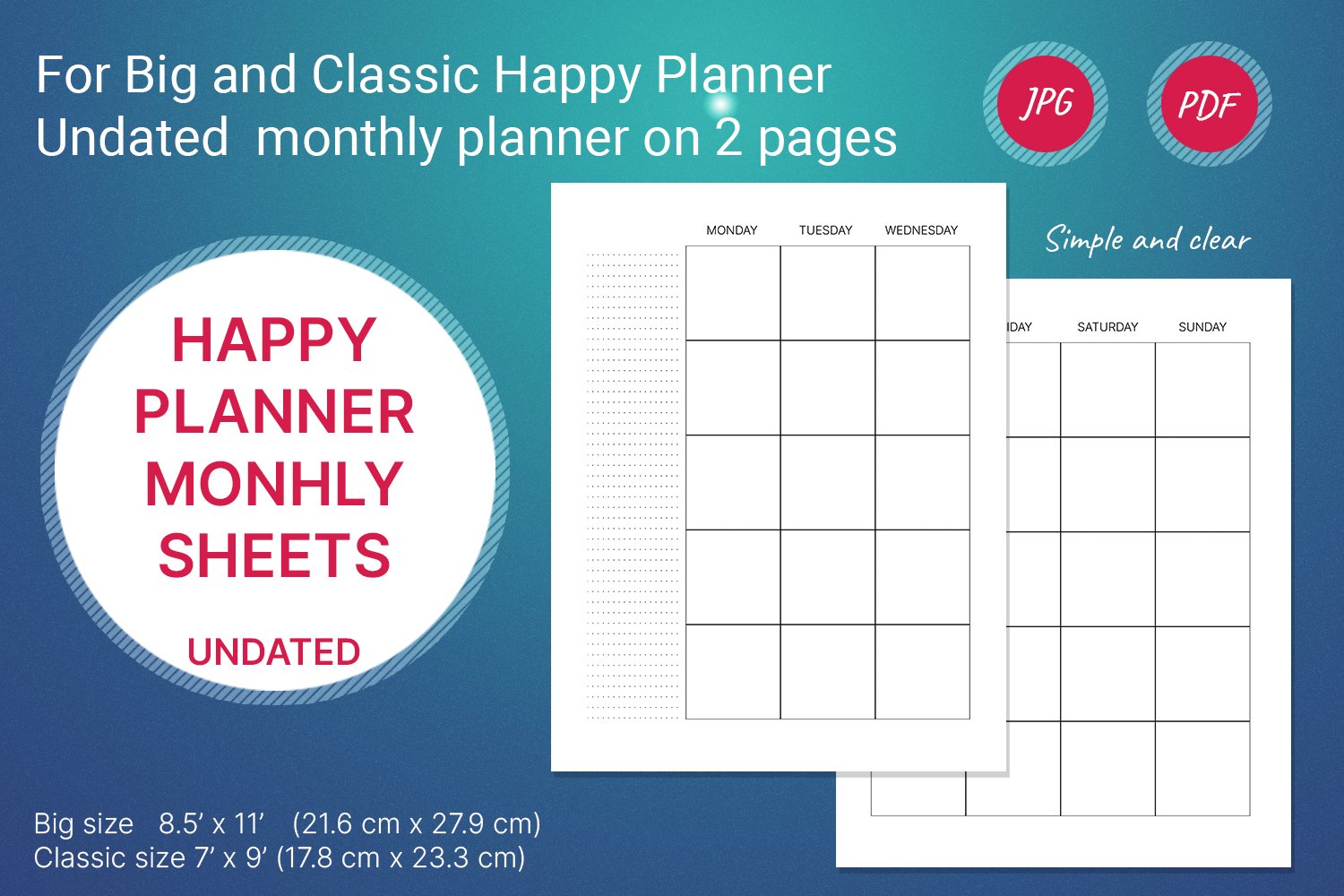 undated-monthly-planner-s-sheets-for-happy-planner for Big Happy Planner Free Printables Undated monthly planner's sheets for Happy planner for Big Happy Planner Free Printables