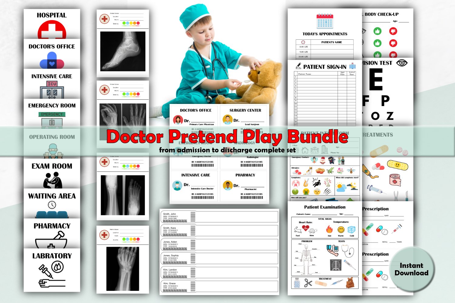 Printable Doctor Role Play Templates for Dramatic Play Doctor S Office Free Printables