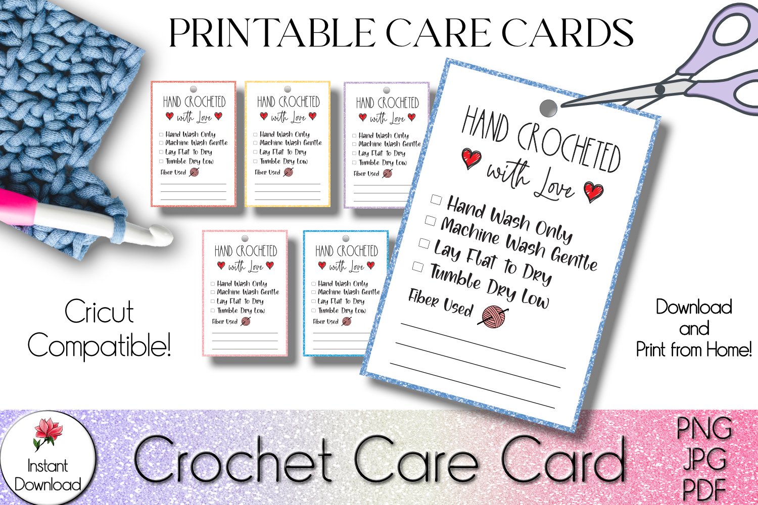 Printable Crochet Care Card, Print & Cut Cricut Compatible printable-crochet-care-card-print-cut-cricut-compatible