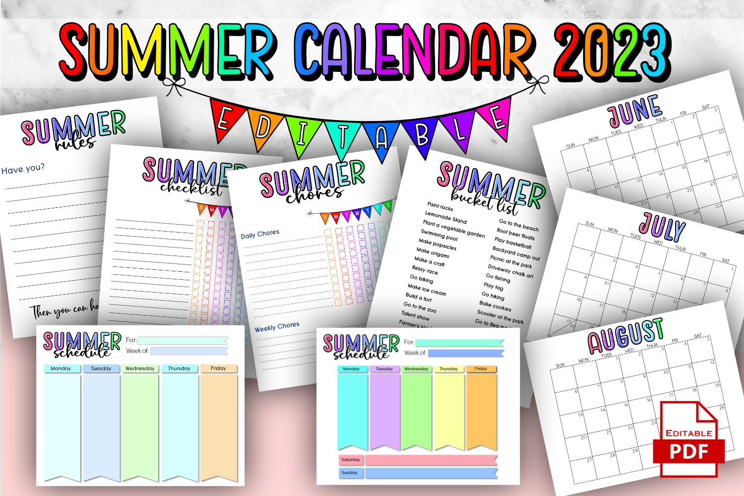 2023 Summer Calendar, Printable Summer Planner (2604290)