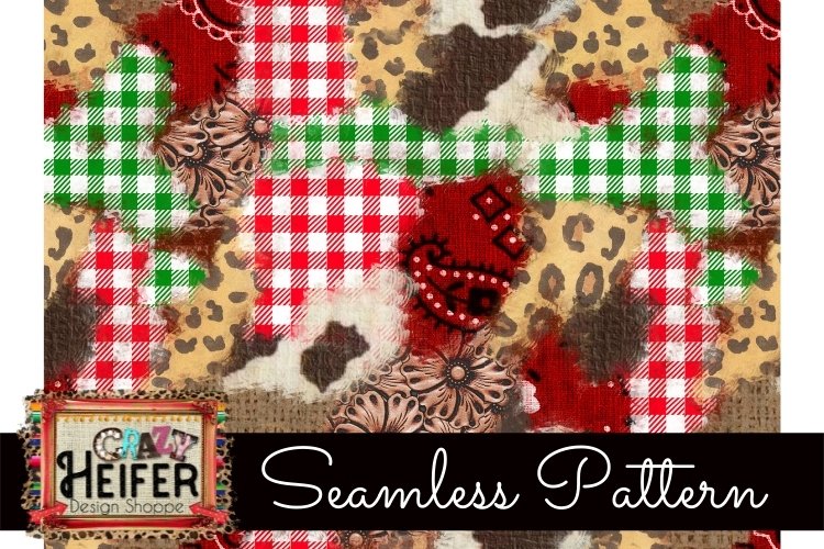 Seamless Pattern Cowboy Santa Leopard