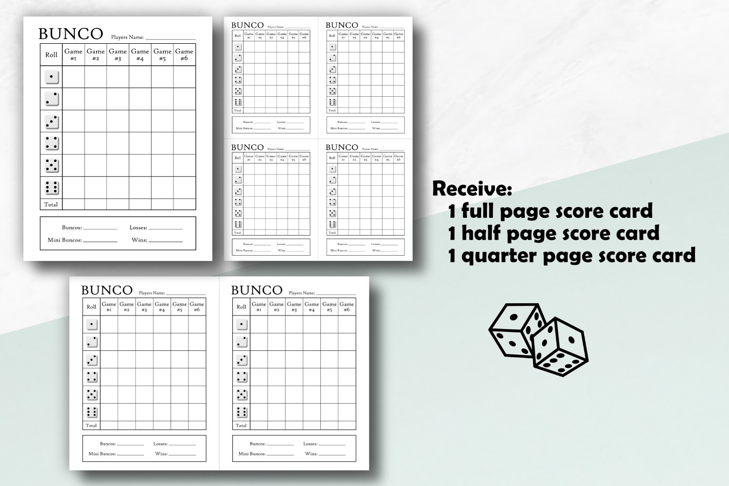 Bunco Score Cards, Bunco Tally Sheets, Game Night Rules bunco-score-cards-bunco-tally-sheets-game-night-rules