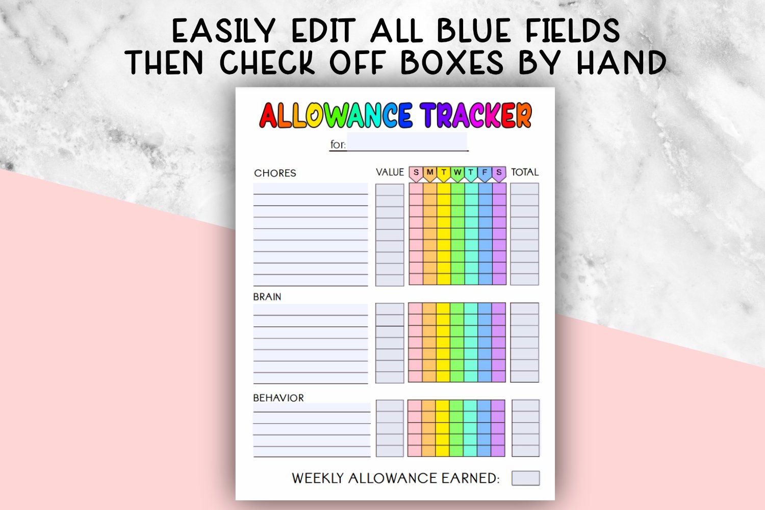Editable allowance tracker