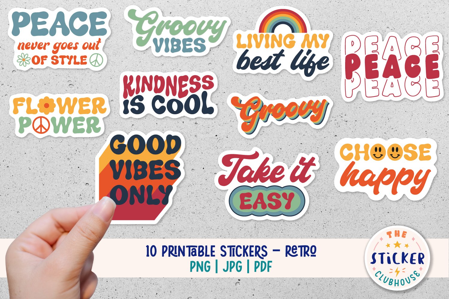 10 printable retro stickers