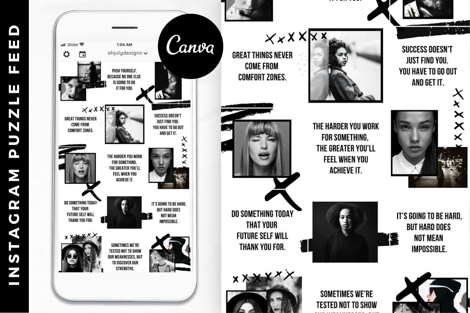 Instagram Puzzle Feed Template Canva, Instagram Templates (754546) |  Instagram | Design Bundles