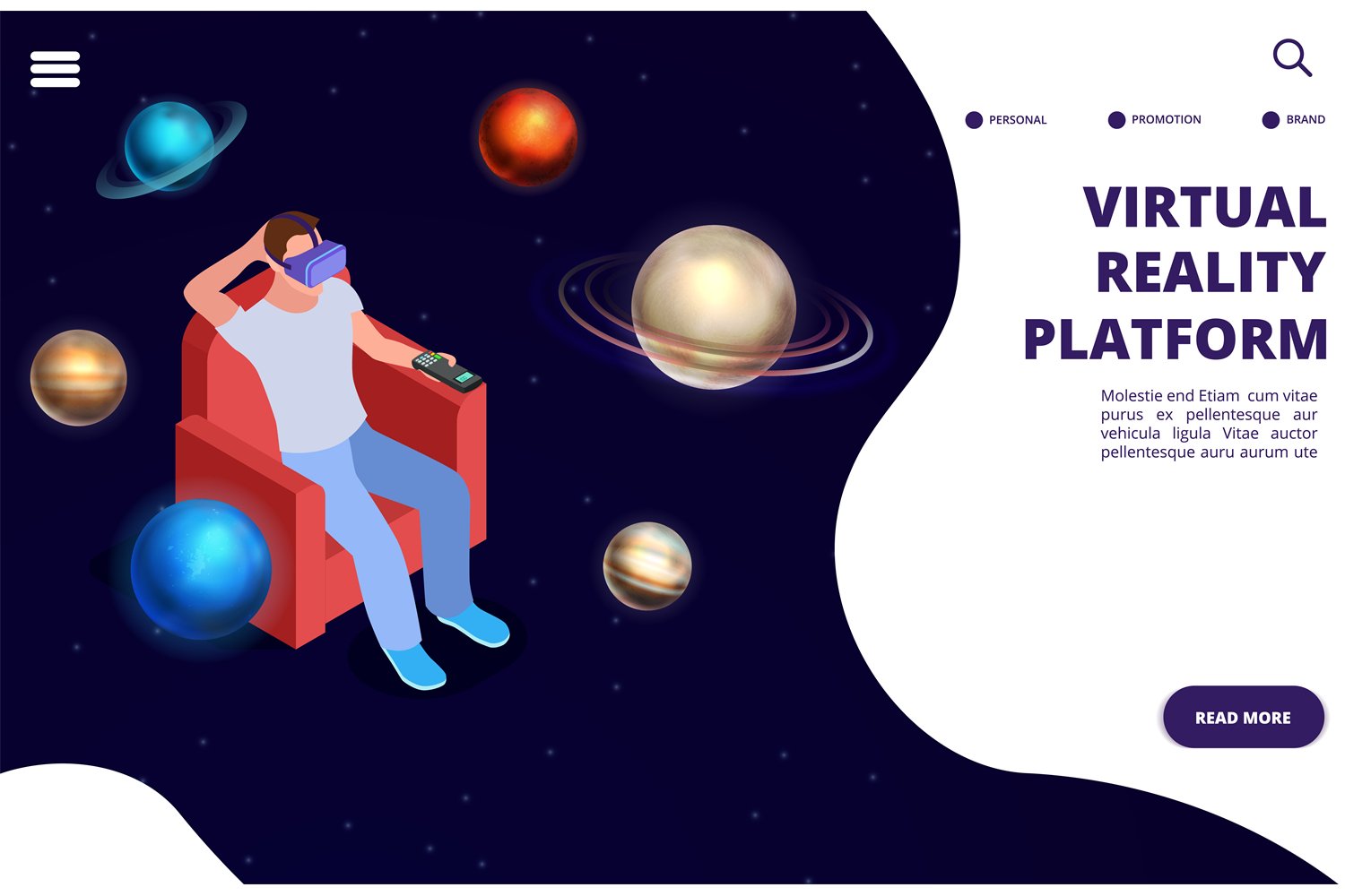 Virtual reality space travel isometric vector concept. Space (1182307 ...