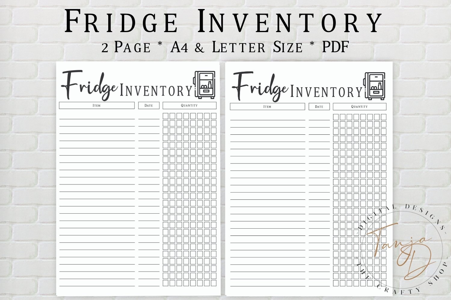 Fridge Inventory Printable, Fridge Inventory Checklist