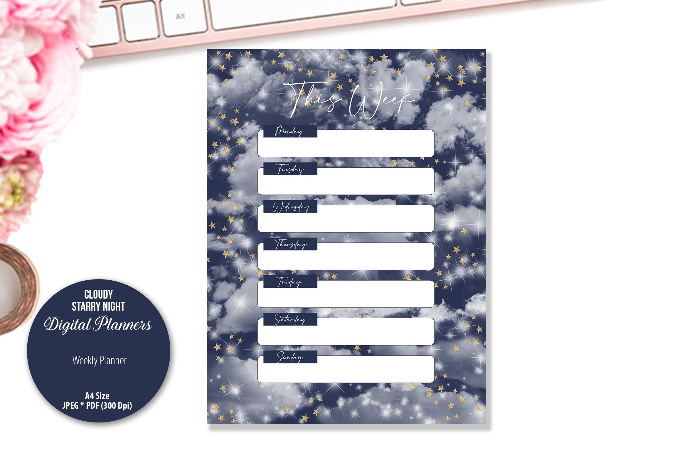 Cloudy Starry Night Digital Planner