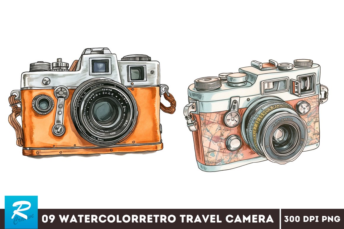 Retro Travel Camera Clipart Bundle,Camera PNG, image size:1160x772