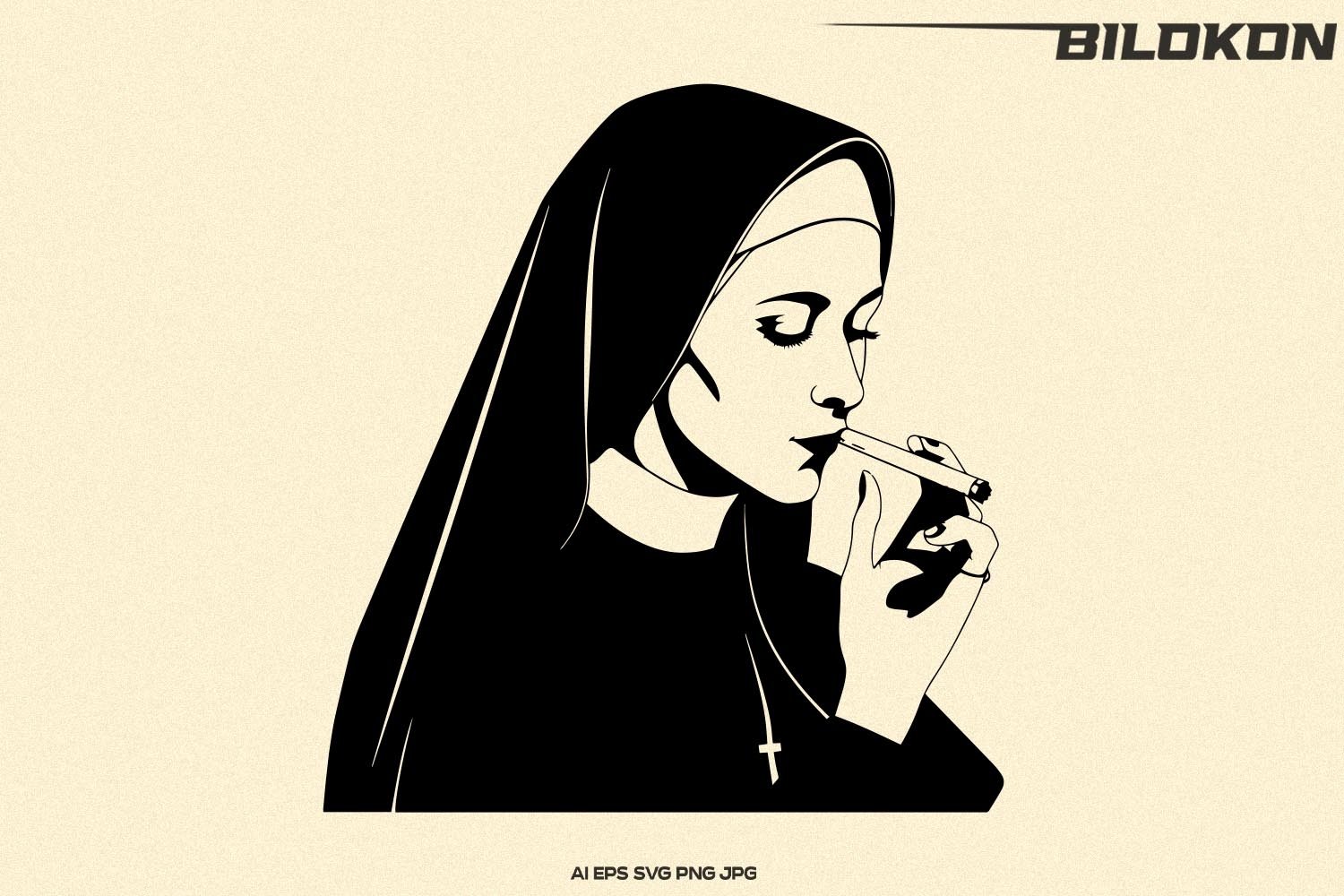 nun smoking cigarettes Nun Smoking, Bad Nun SVG Vector