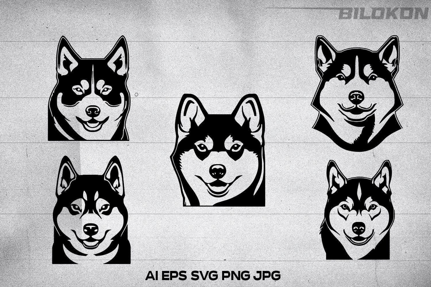 『Eveさん着用』gray Dog face printed 柴犬 Shiba Inu dog face, SVG, Vector, Illustration.