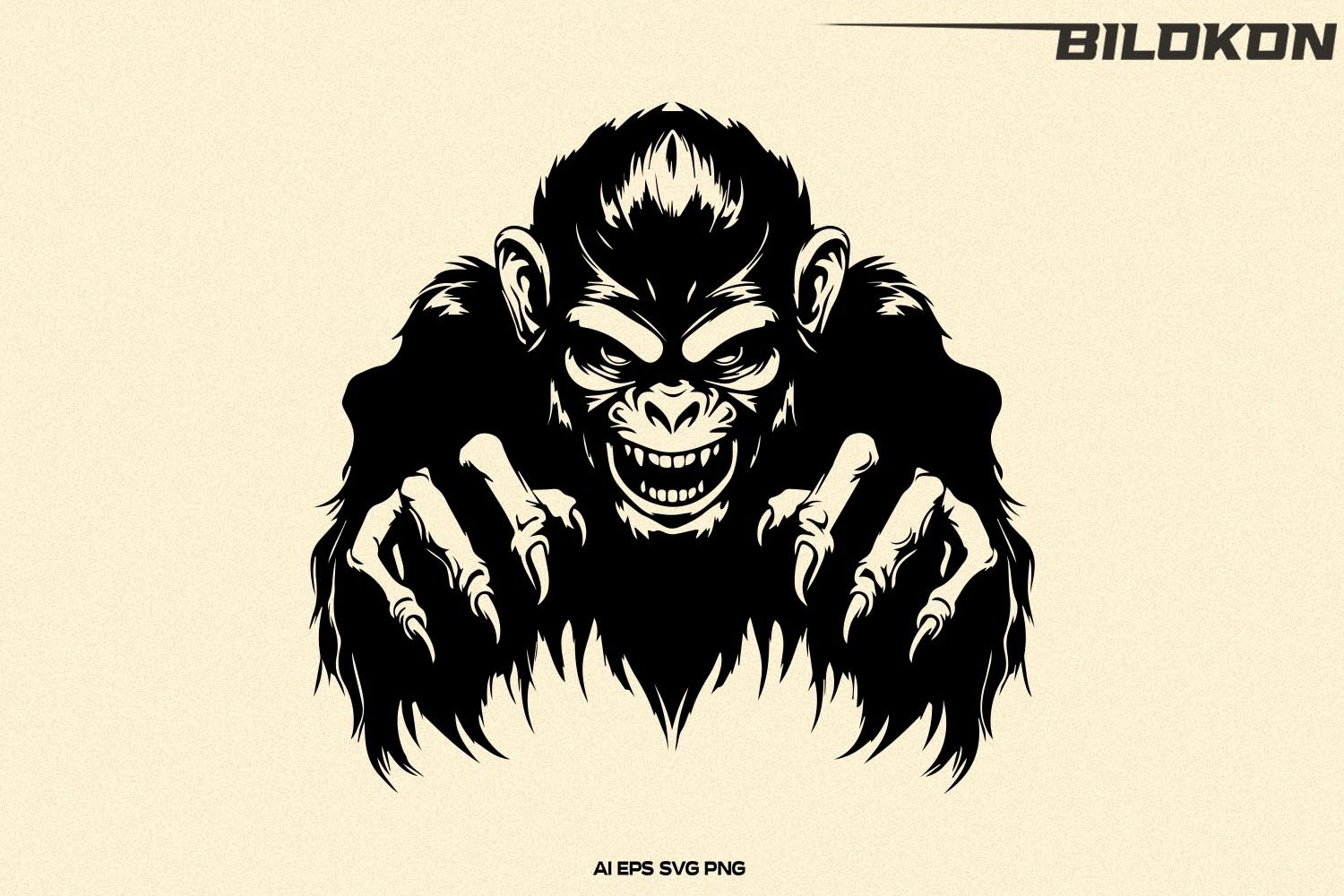 Evil Monkey, Scary Monkey head, Halloween SVG