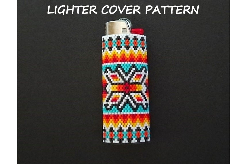 ETHNIC TRIBAL Lighter Cover Pattern Beaded Beading Seed Bead ethnic-tribal-lighter-cover-pattern-beaded-beading-seed-bead