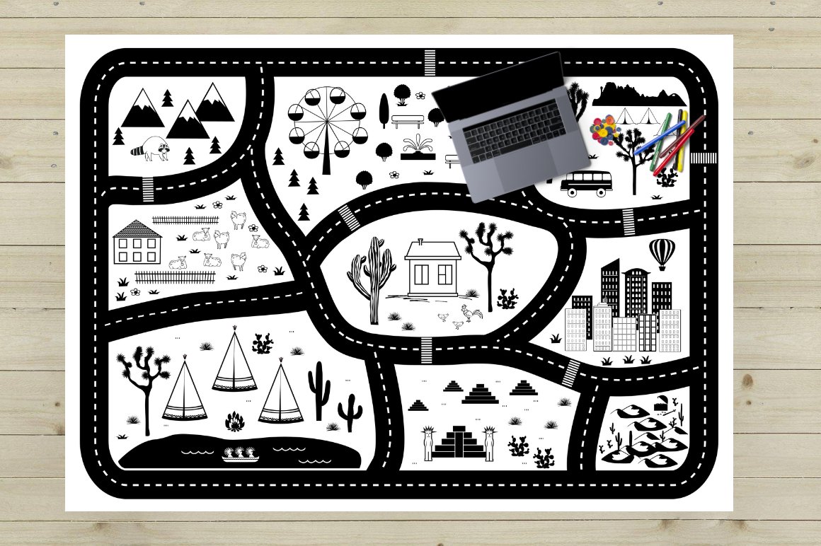 Road Play Mat Collection (151474) | Backgrounds | Design Bundles