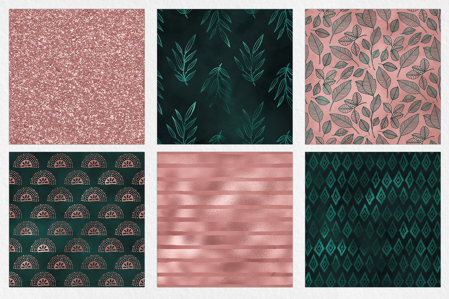 Emerald Blush Digital Paper Pack