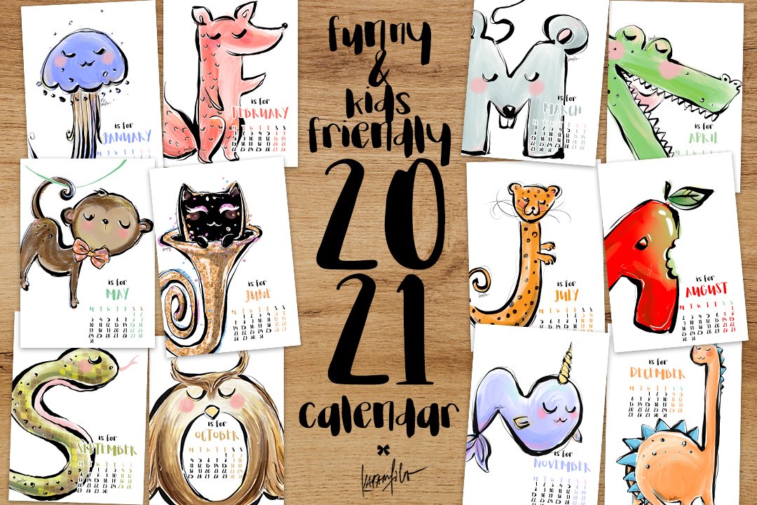 Children's Calendar 2021 (922118) Patterns Design Bundles