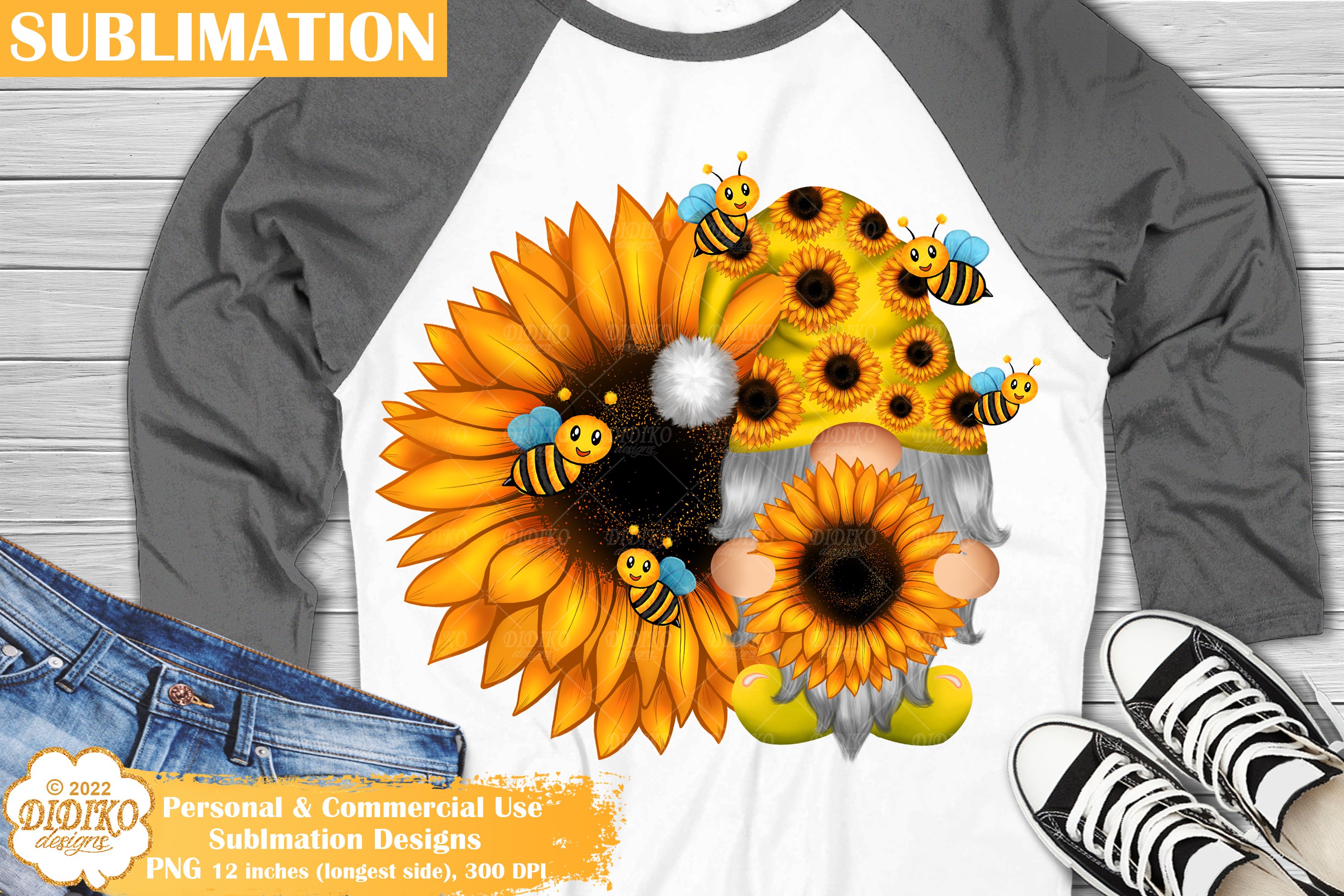Digital Design Clipart Bee Sunflower Gnome Truck Sublimation PNG ...