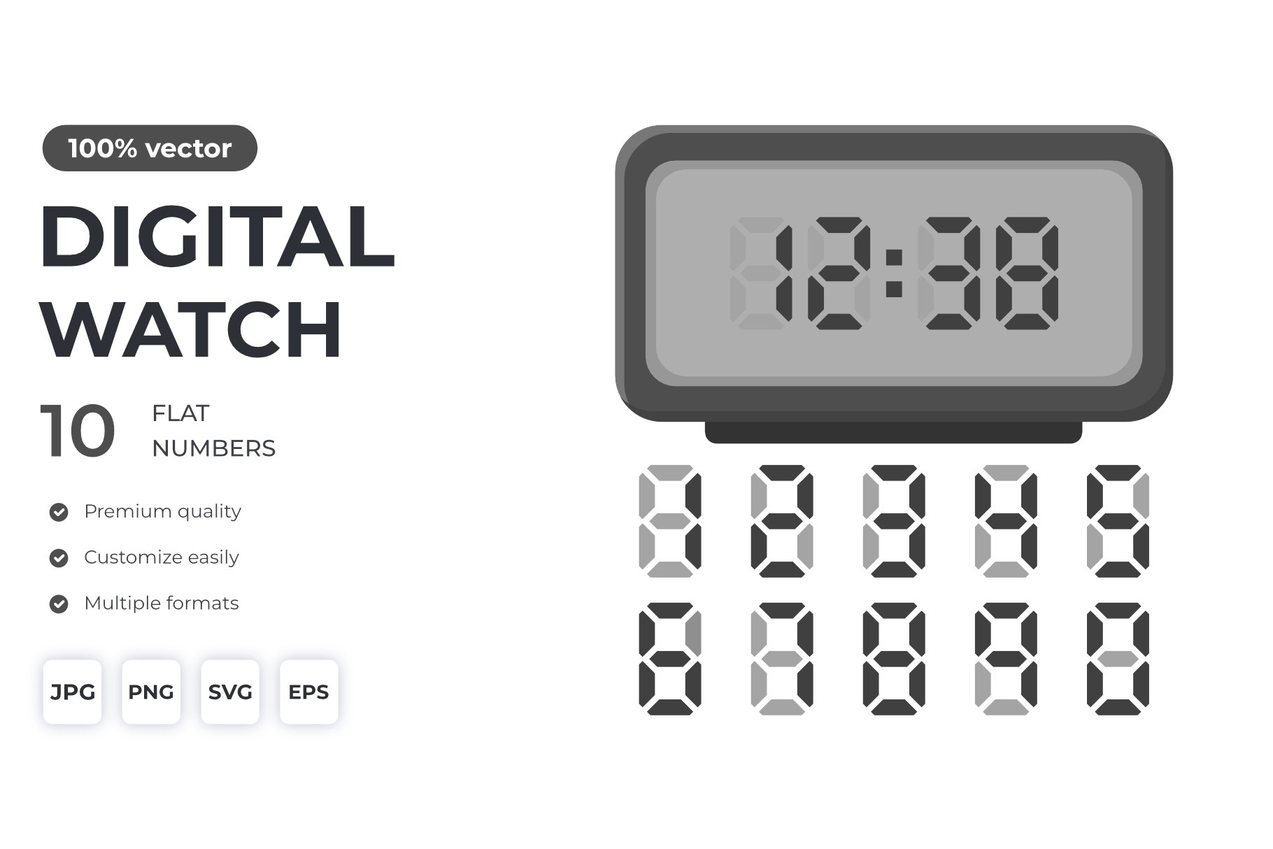Digital alarm clock illustration, image size:1820x1214