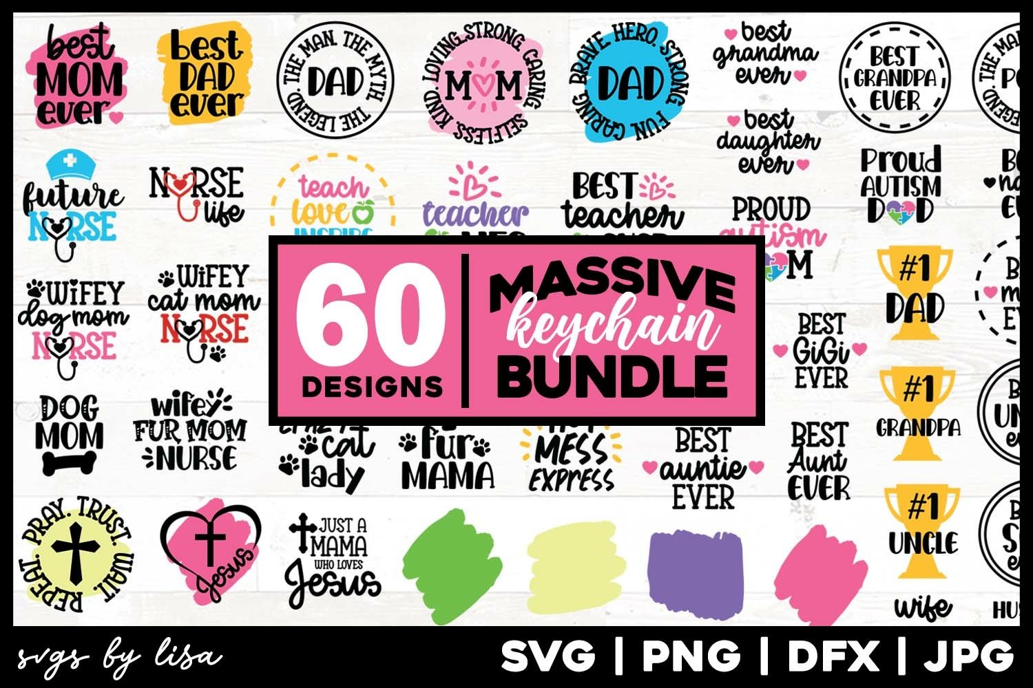 60 Keychain Bundle svg with Quotes and Backgrounds
