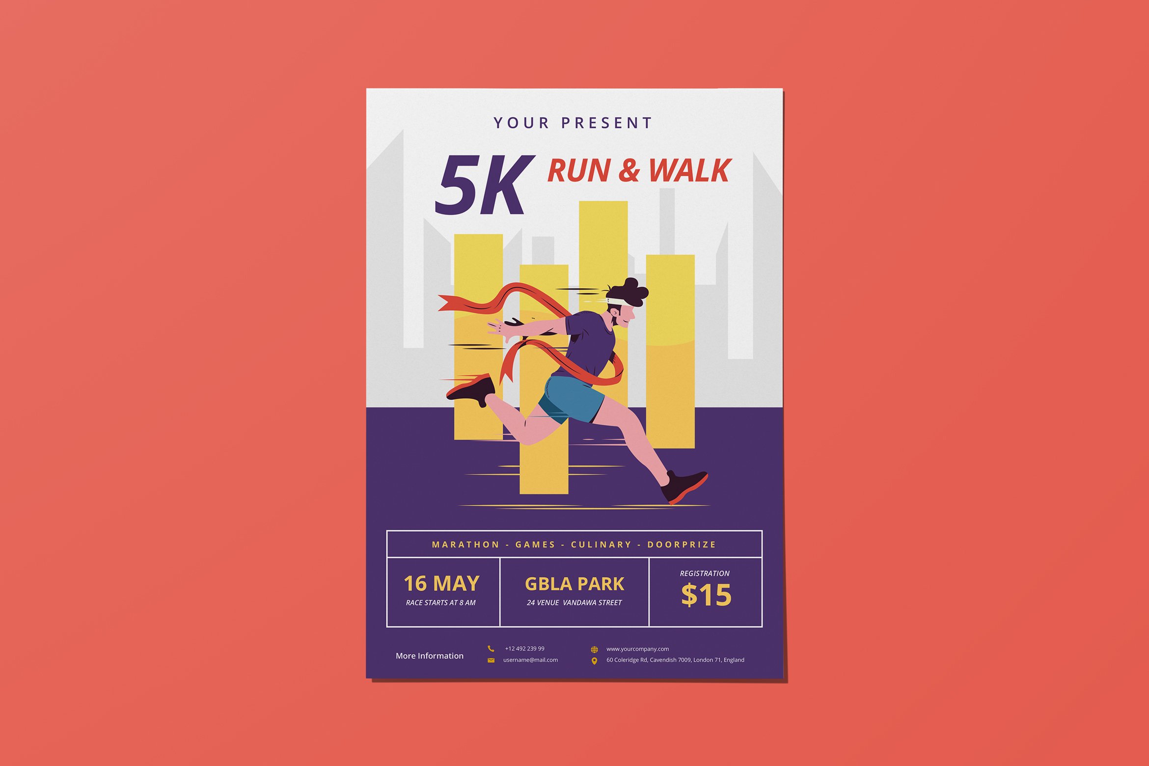 5k Run and Walk Marathon Event Flyer