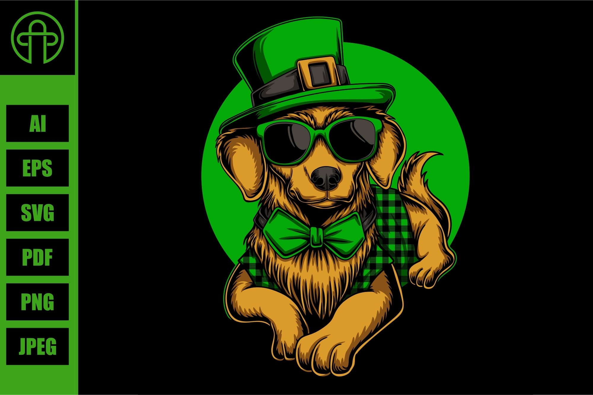 Dog golden retriever costume saint patrick's day vector