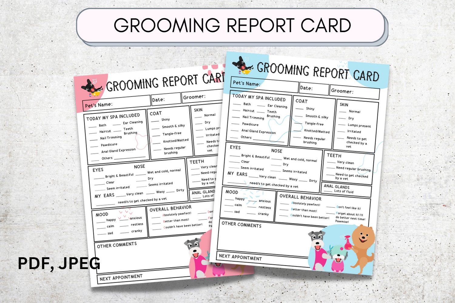 dog-grooming-report-card-pet-report-card for Free Printable Dog Report Cards Dog Grooming Report Card, Pet Report Card for Free Printable Dog Report Cards