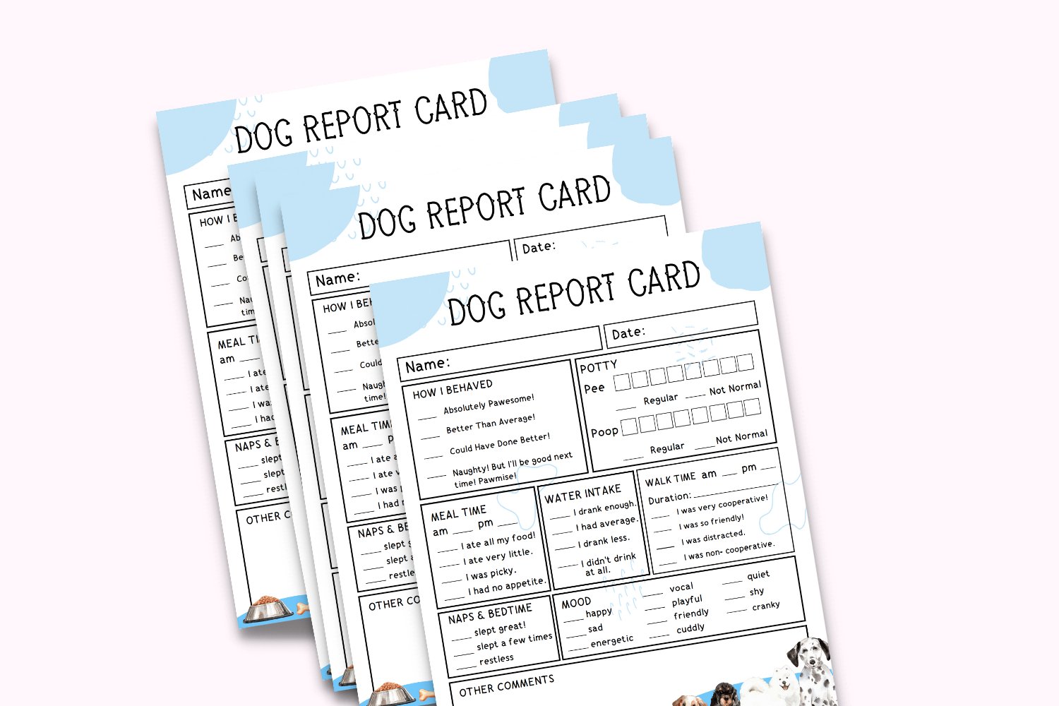 dog-report-card-cat-report-card-pet-sitter-form for Free Printable Dog Report Cards Dog Report Card, Cat Report Card, Pet Sitter Form for Free Printable Dog Report Cards